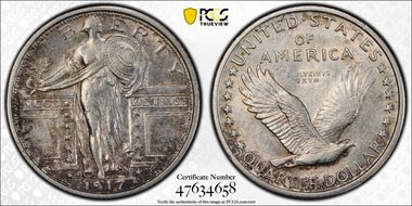 1917-S 25C Type 1 AU53