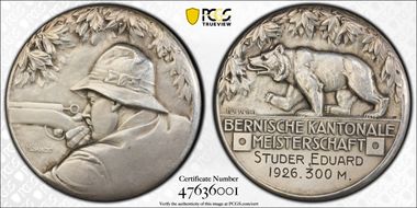 1926 Medal Bern R-308a 300 M. Ag MS63