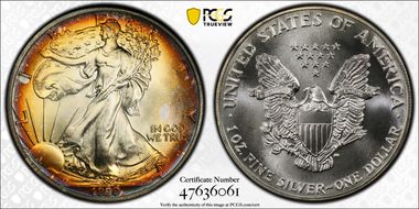 1990 $1 Silver Eagle MS68