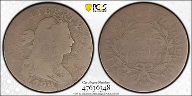 1796 1C Draped, Reverse of 1795 AG3BN