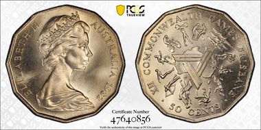 1982 50C Commonwealth Games MS67