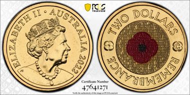 2022-C $2 Remembrance Day Colorized MS69