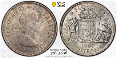 1960(m) Florin KM-60  Ag MS62