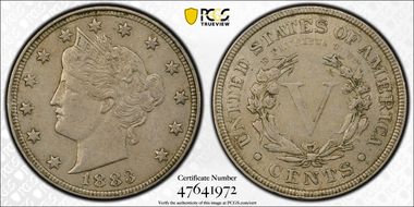 1883 5C With CENTS AU50