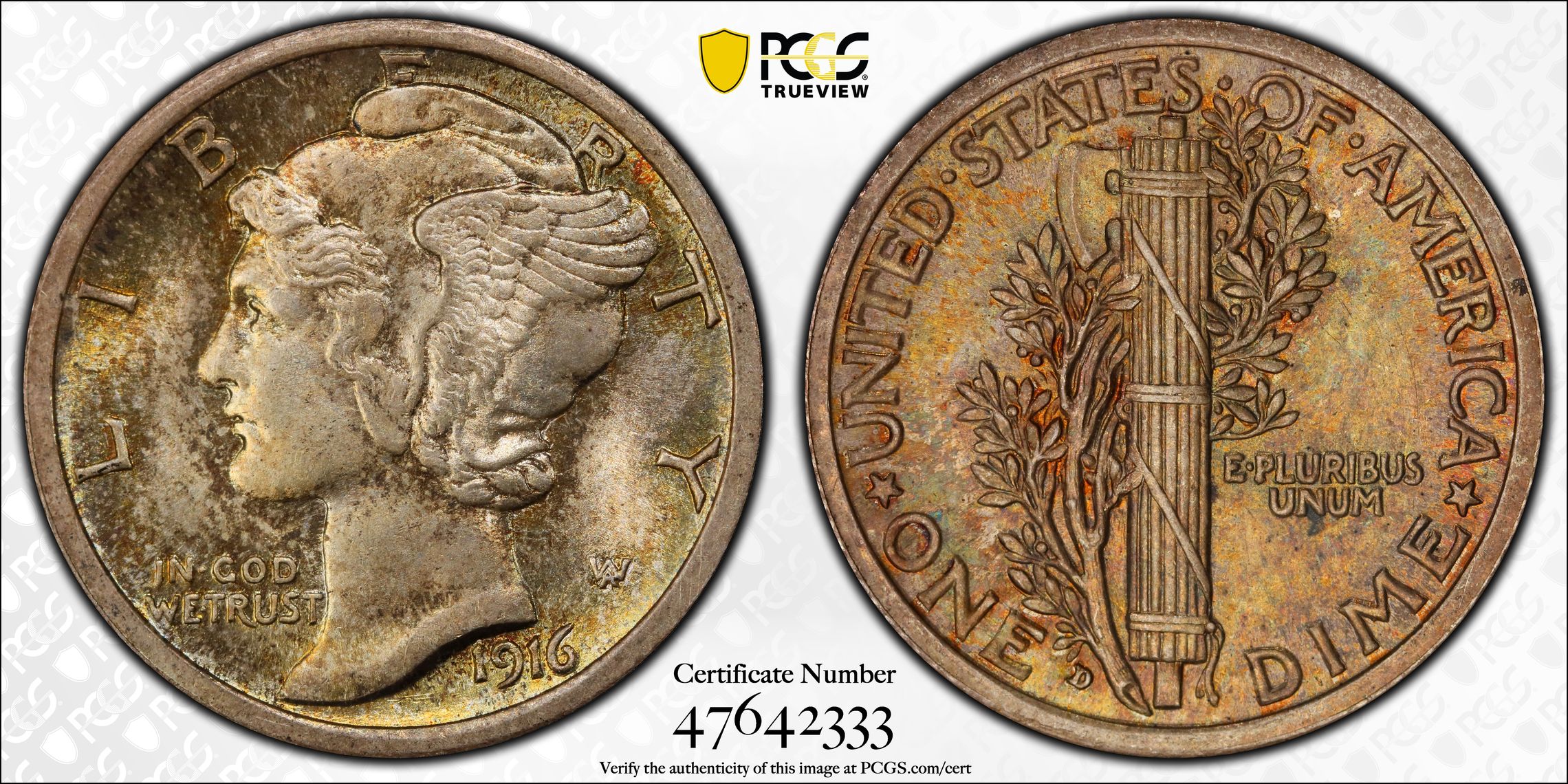 1916-D 10C MS65 PCGS