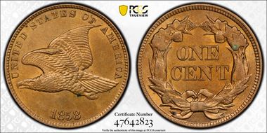1858 1C Sm Ltrs, High Leaves, FS-1901 MS62