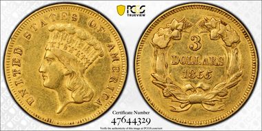 1855 $3 AU53