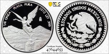 2010-Mo 1/4 oz Libertad Ag PR69DCAM