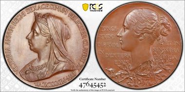 1897 Medal Eimer-1817a, BHM-3506 Diamond Jubliee Bronzed AE SP63