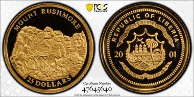 2001 $25 Mount Rushmore PR69DCAM