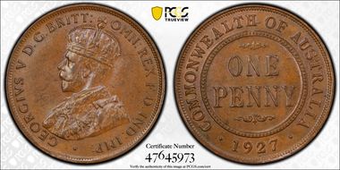 1927 (m) 1D English obverse MS63BN