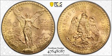 1946 50 Peso KM-481  Au MS66