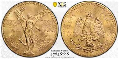 1943 (50 P) KM-482  Au MS66