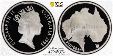 1993 $5 Flinders PR70DCAM