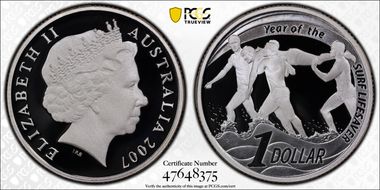 2007 $1 Surf Lifesaving Silver PR70DCAM