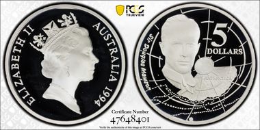 1994 $5 Sir Douglas Mawson Australian Explorers PR68DCAM