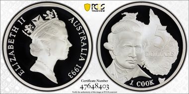 1993 $5 Cook PR70DCAM