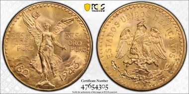 1943 (50 P) KM-482  Au MS64+ 