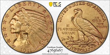 1911-S $5 AU55