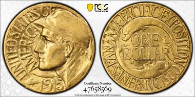 1915-S G$1 Panama-Pacific AU55