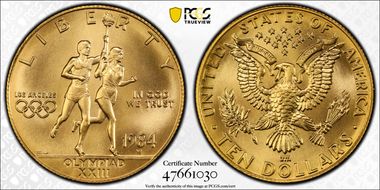 1984-W $10 Olympic MS70