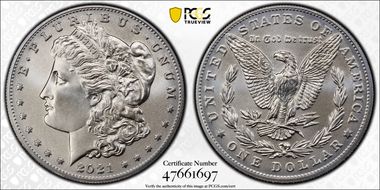 2021 $1 Morgan Dollar 100th Anniversary MS70