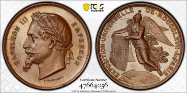1867 Medal Divo-544 Bronzed Cu Universal Exposition SP63