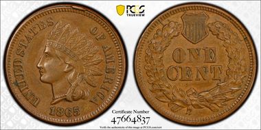 1865 1C Fancy 5 AU55BN