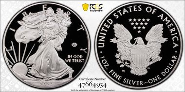 2020-W  $1 Silver Eagle - v75 Privy PR69DCAM