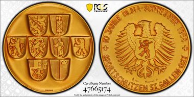 1958 Medal St. Gallen R-1232a Gilt-Cu Matte SP66