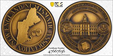 1977 Medal 33rd Convention Connecticut N.E.N.A. Brass MS64