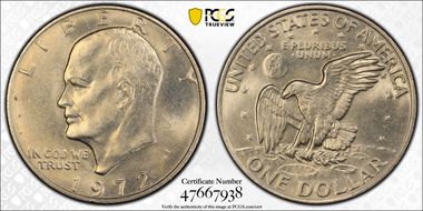 1972 $1 Type 2, FS-901 MS64