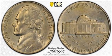 1939 5C Reverse of 1938 MS62