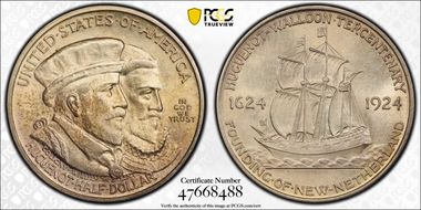 1924 50C Huguenot MS65