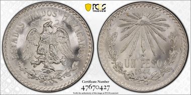 1944-M Peso KM-455  Ag MS67+