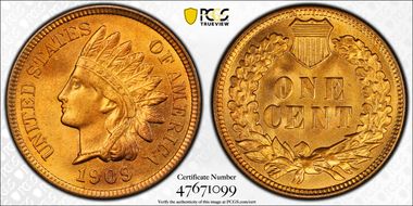 1909 1C Indian MS66RD
