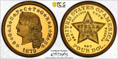 1879 $4 Flowing Hair PR66DCAM