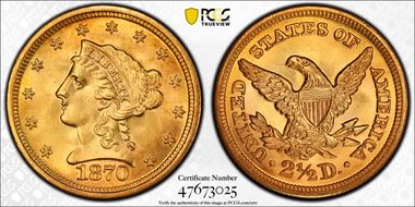 1870-S $2.50 MS63+