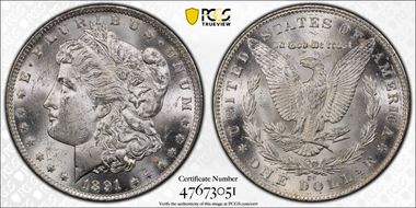 1891-CC $1 VAM 3, Spitting Eagle MS62