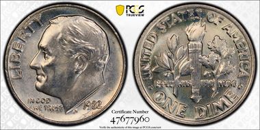 1982 10C No Mintmark - Strong MS65