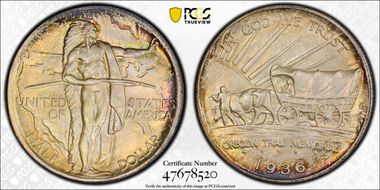 1936 50C Oregon MS67+