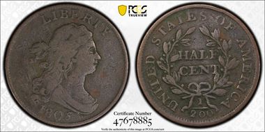 1805 1/2C Large 5, Stems VG10BN