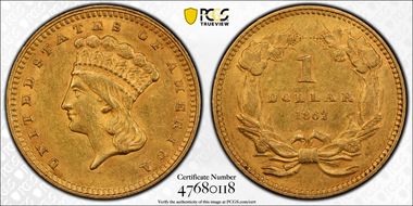 1862 G$1 AU58