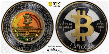 2013 1 BTC Casascius Bitcoin, Silver PR68DCAM