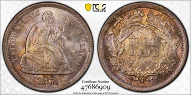 1872-S H10C Mintmark Below Bow MS67