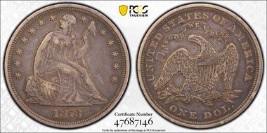 1873 $1 Seated VF30