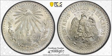 1943-M Peso KM-455  Ag MS67