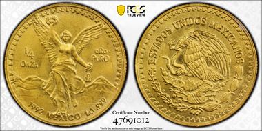 1992-Mo 1/4 oz Libertad Gold MS68