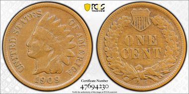 1909-S 1C Indian VF25BN