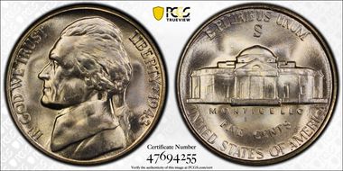 1943-S 5C MS67FS